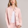 Petite Patch Pocket Denim Jacket, Petal Pink in the Color Petal Pink | Jones New York